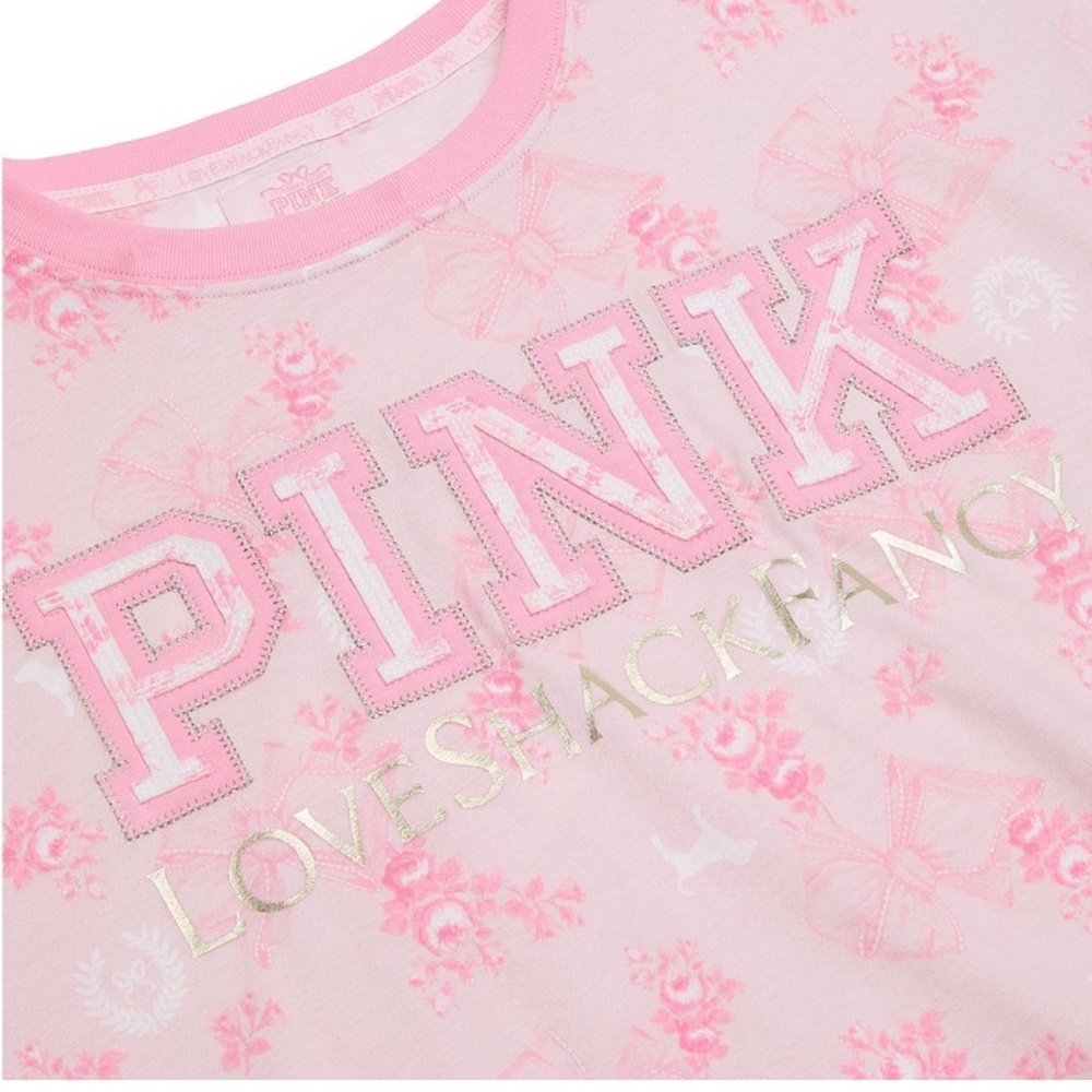 Pink X Love Shack Fancy CAMPUS COTTON TEE Limited Edition - Picture 2 of 4